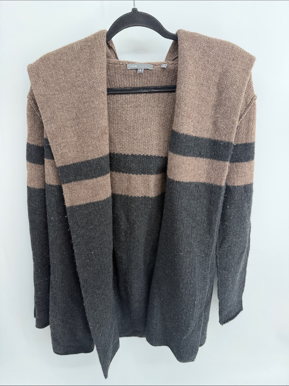 Vince wool yak alpaca cashmere blend open front hooded sweater cardigan sz S